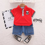 Baby Bear Polo Set – Summer Outfit with Denim Shorts