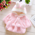 Bunny Snuggle Hooded Coat – Plush Fleece Winter Jacket for Baby Girls