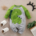 Dino Buddy Baby Romper – Dinosaur Print Long Sleeve Bodysuit