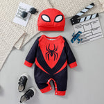Mini Hero Spider Romper Set – Long Sleeve Newborn Jumpsuit with Hat