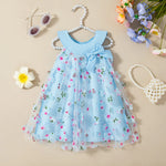 Petal Charm Baby Girl Dress – Sleeveless Floral Mesh Princess Outfit with Bow