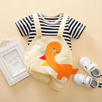Striped Dinosaur Baby Romper - Summer Baby Bodysuit