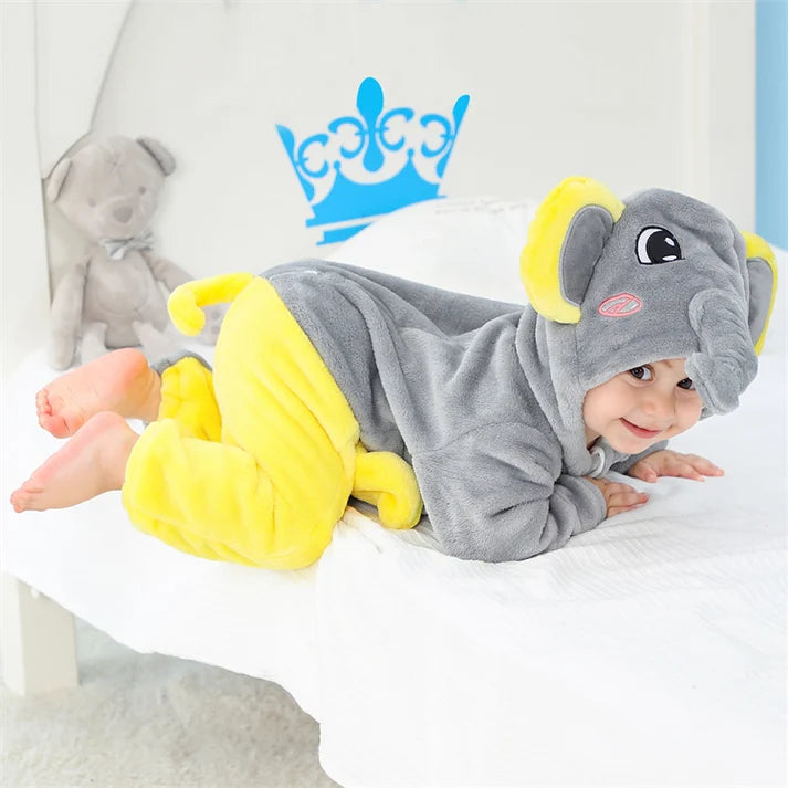 Elly Elephant Romper - Hooded Baby/Toddler Bodysuit