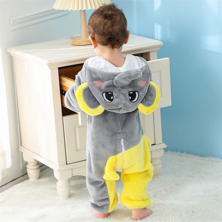 Elly Elephant Romper - Hooded Baby/Toddler Bodysuit