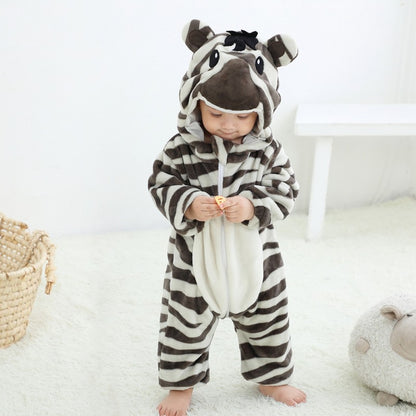 Stripey Zebra Romper - Hooded Baby/Toddler Bodysuit