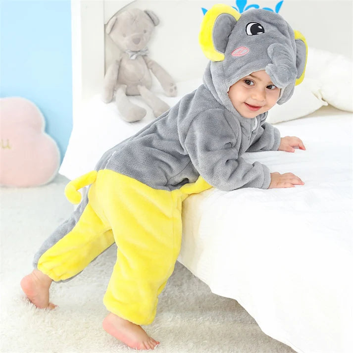 Elly Elephant Romper - Hooded Baby/Toddler Bodysuit