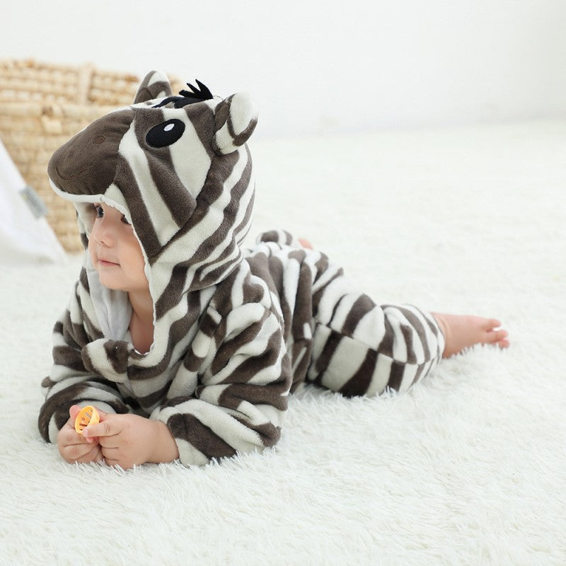 Stripey Zebra Romper - Hooded Baby/Toddler Bodysuit