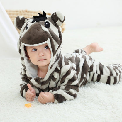 Stripey Zebra Romper - Hooded Baby/Toddler Bodysuit