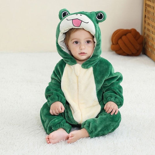 Friendly Frog Romper - Hooded Baby/Toddler Bodysuit