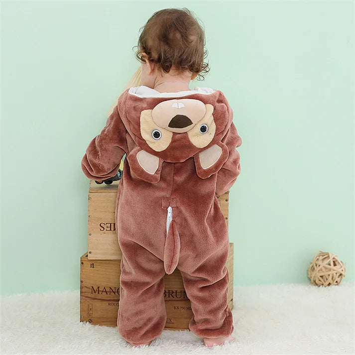 Buck-Teeth Beaver Romper - Hooded Baby/Toddler Bodysuit