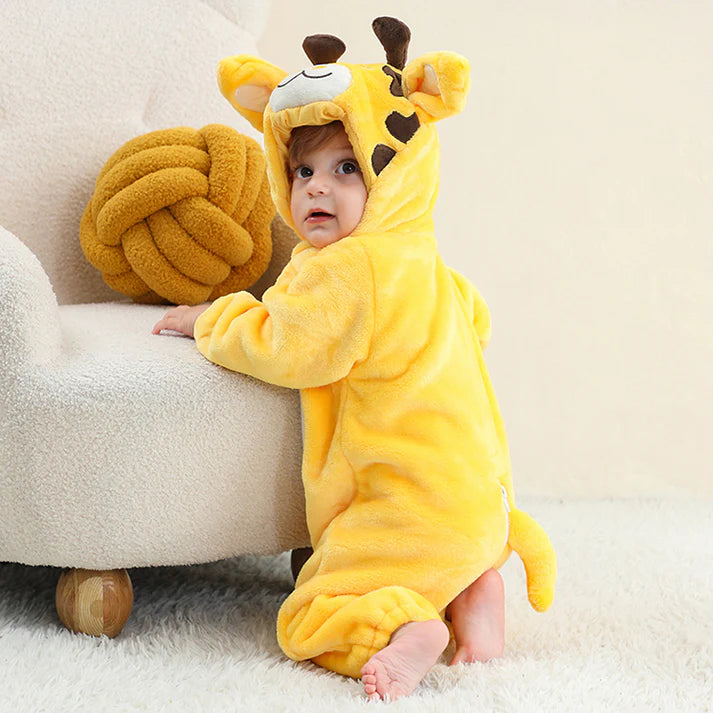 Gentle Giraffe Romper - Hooded Baby/Toddler Bodysuit