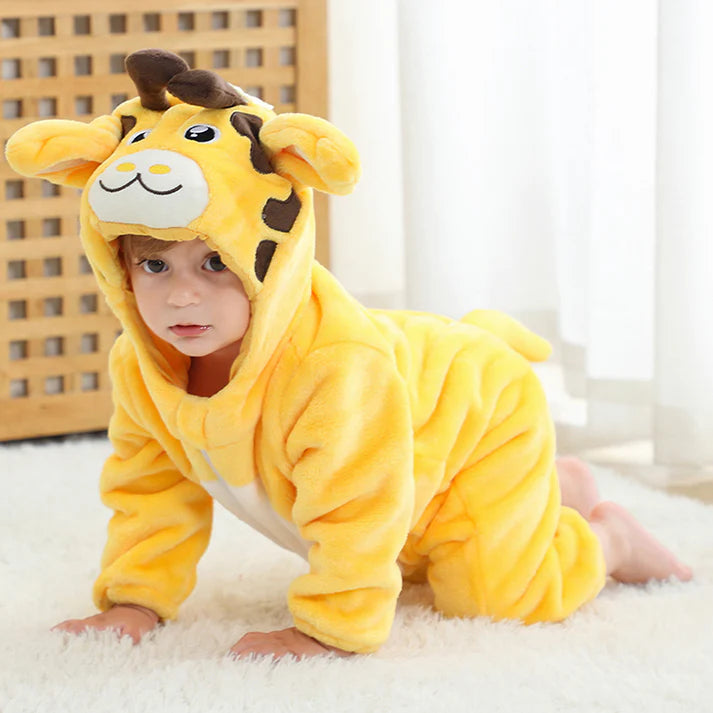 Gentle Giraffe Romper - Hooded Baby/Toddler Bodysuit