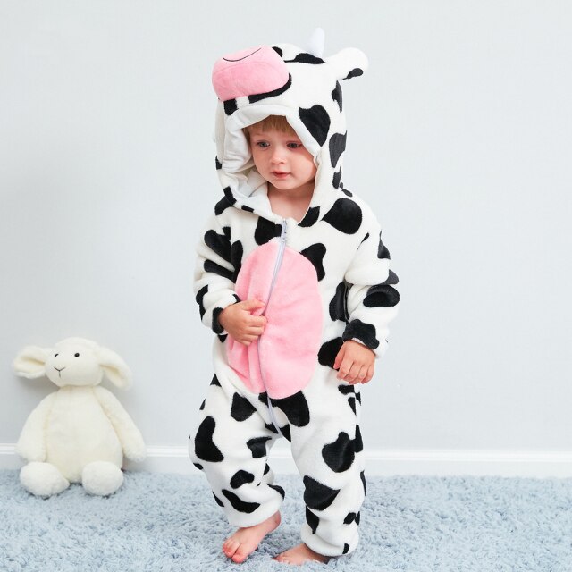 Moo Cow Romper - Hooded Baby/Toddler Bodysuit