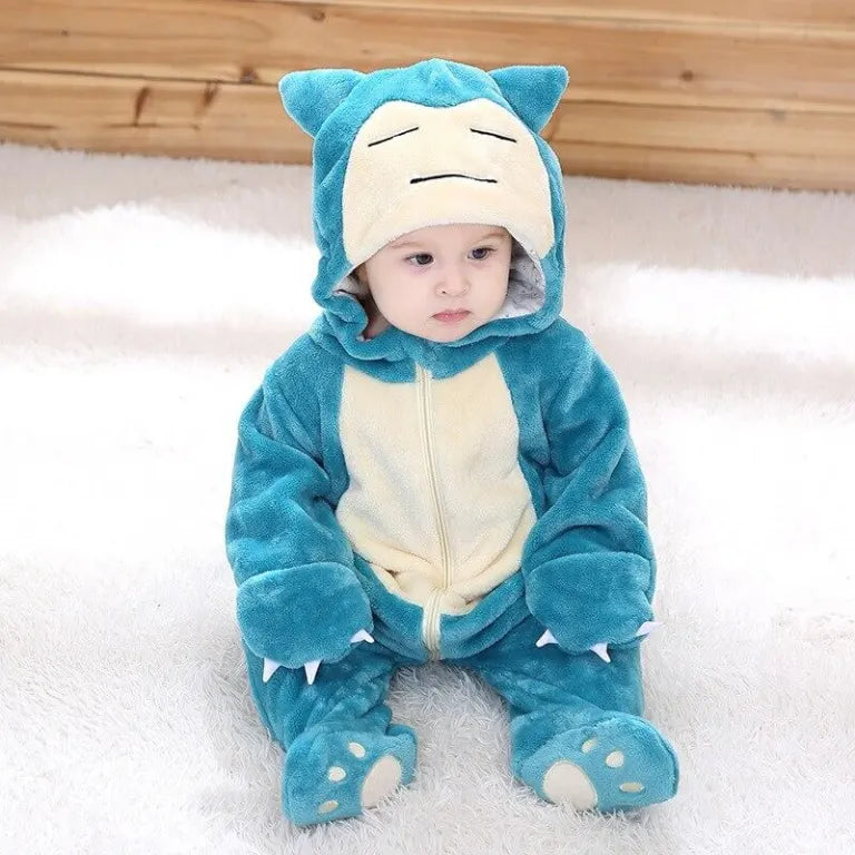 Sleepy Snorlax Romper - Snorlax-Inspired Hooded Baby/Toddler Bodysuit