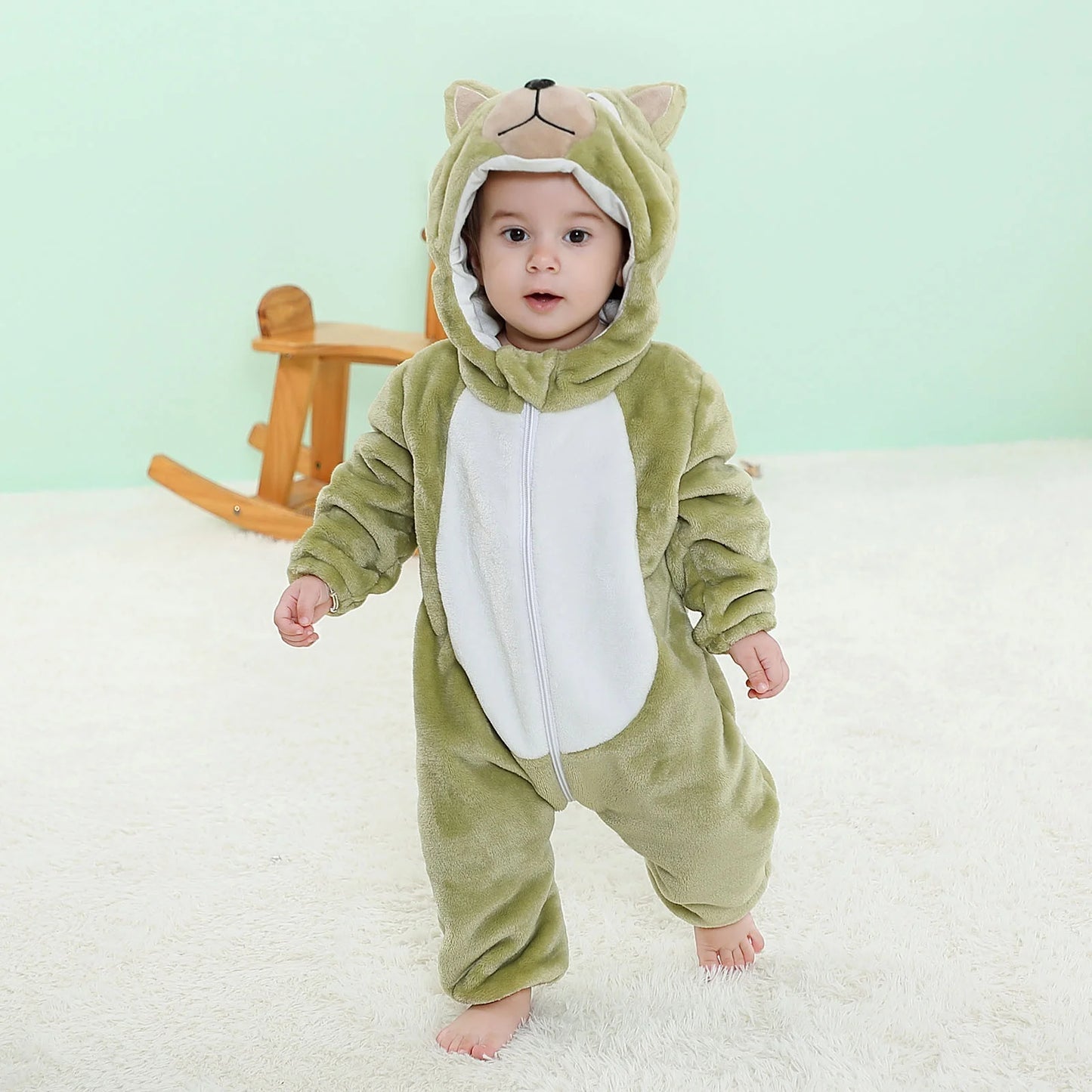 Fluffy Puppy Romper - Hooded Baby/Toddler Bodysuit