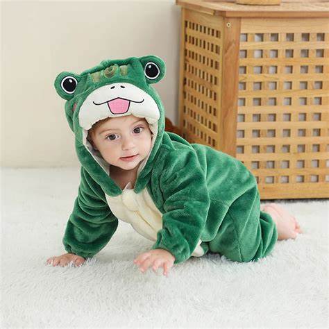 Friendly Frog Romper - Hooded Baby/Toddler Bodysuit