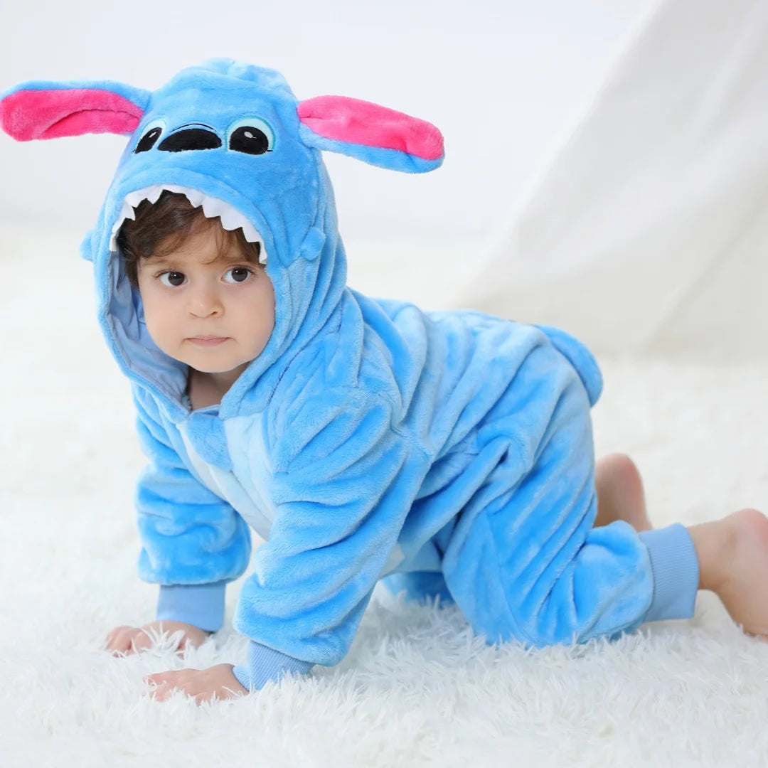 Alien Stitch Romper - Stitch-Inspired Hooded Baby/Toddler Bodysuit