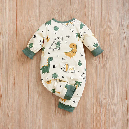 Little Dino Explorer Romper – Long Sleeve Cotton Bodysuit for Babies