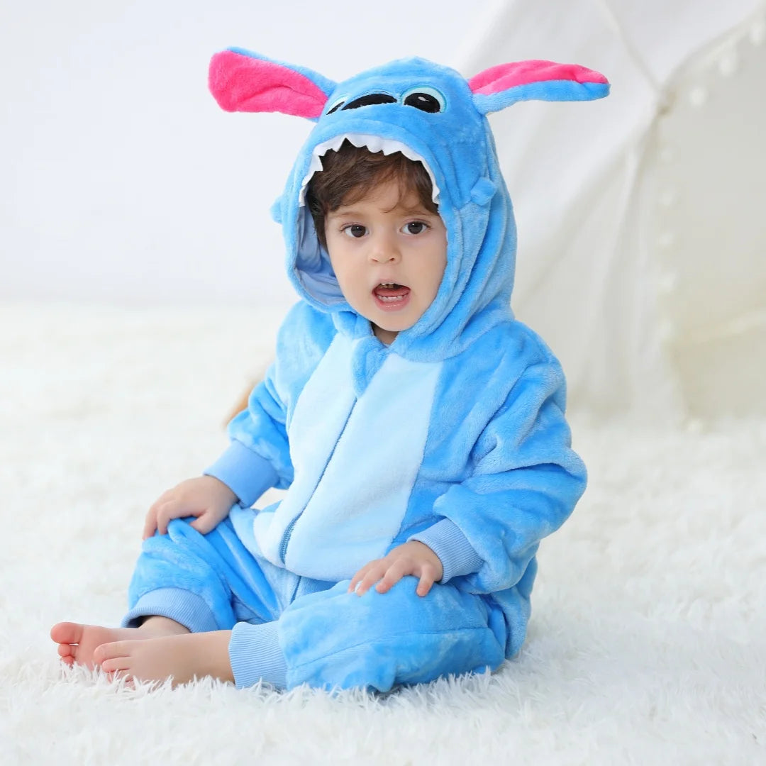 Alien Stitch Romper - Stitch-Inspired Hooded Baby/Toddler Bodysuit