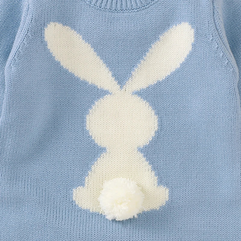 Bunny Snuggles Knit Romper – Soft Unisex Baby Bodysuit