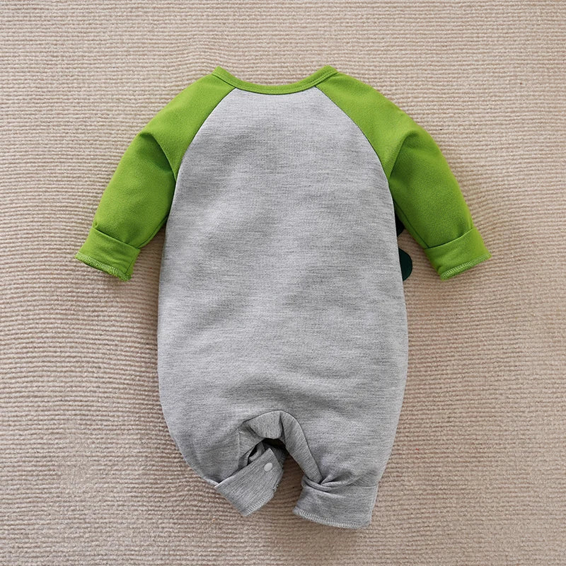 Dino Buddy Baby Romper – Dinosaur Print Long Sleeve Bodysuit