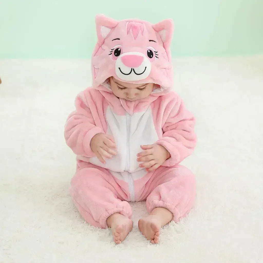 Pink Cat Romper - Hooded Baby/Toddler Bodysuit
