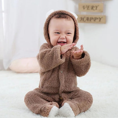 Cozy Bear Cub Hooded Romper – Ultra-Soft Fleece Baby Bodysuit
