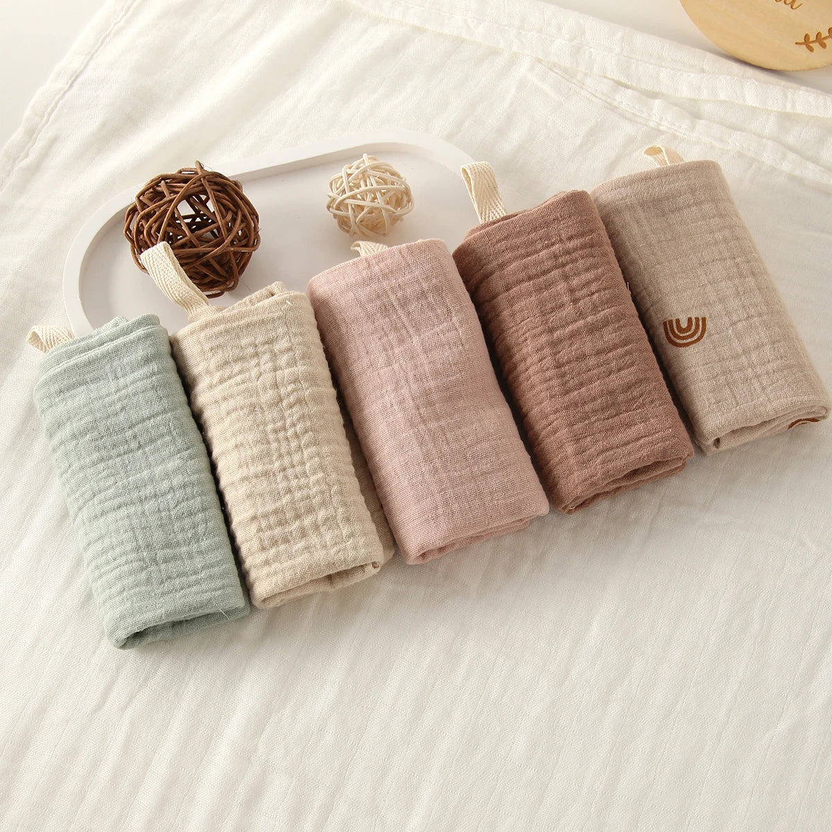 5-Pack Soft Muslin Cotton Baby Washcloths – Gentle & Absorbent Essentials