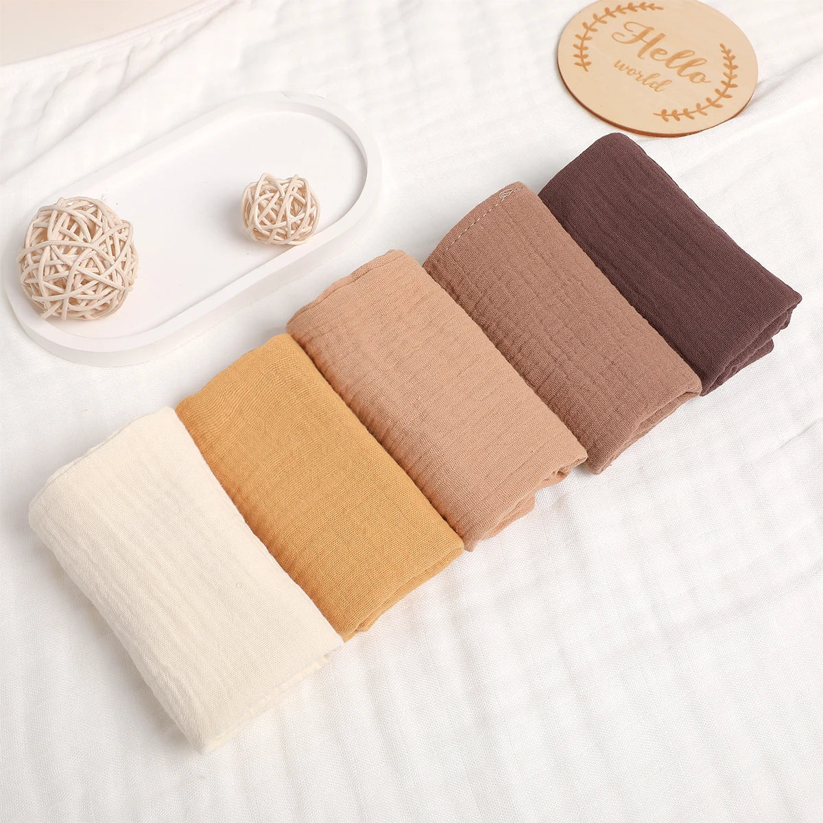 5-Pack Soft Muslin Cotton Baby Washcloths – Gentle & Absorbent Essentials