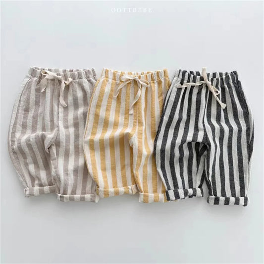 Little Wanderer Striped Linen Pants – Unisex Baby & Toddler Trousers