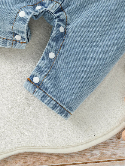 I Love Mama Denim Set – 2-Piece Long Sleeve Top & Overalls Outfit for Babies