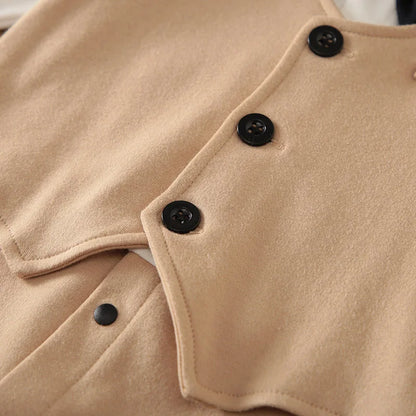 Formal Baby Gentleman Romper – Beige Vest & Bow Tie Bodysuit