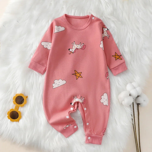 Dreamy Unicorn Cloud Romper - 100% Cotton Long Sleeve Bodysuit