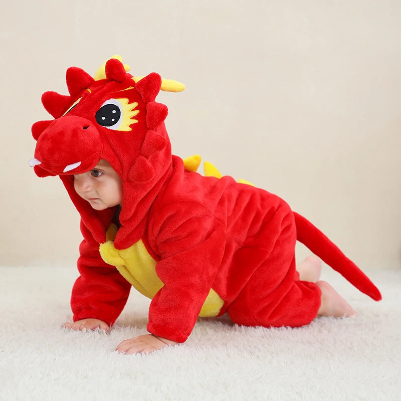 Red Dragon Romper - Hooded Baby/Toddler Bodysuit