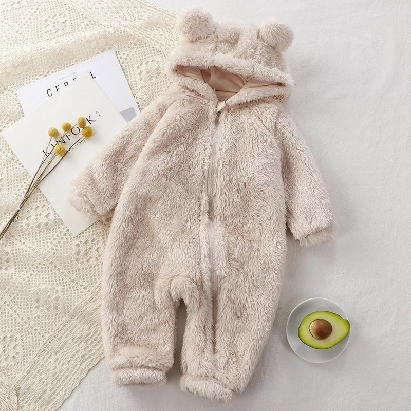 Fleece Baby Romper with Hooded Ears – Soft and Snuggly Baby Bodysuit