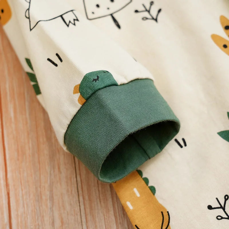 Little Dino Explorer Romper – Long Sleeve Cotton Bodysuit for Babies