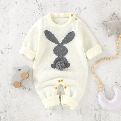 Bunny Snuggles Knit Romper – Soft Unisex Baby Bodysuit