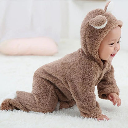 Cozy Bear Cub Hooded Romper – Ultra-Soft Fleece Baby Bodysuit