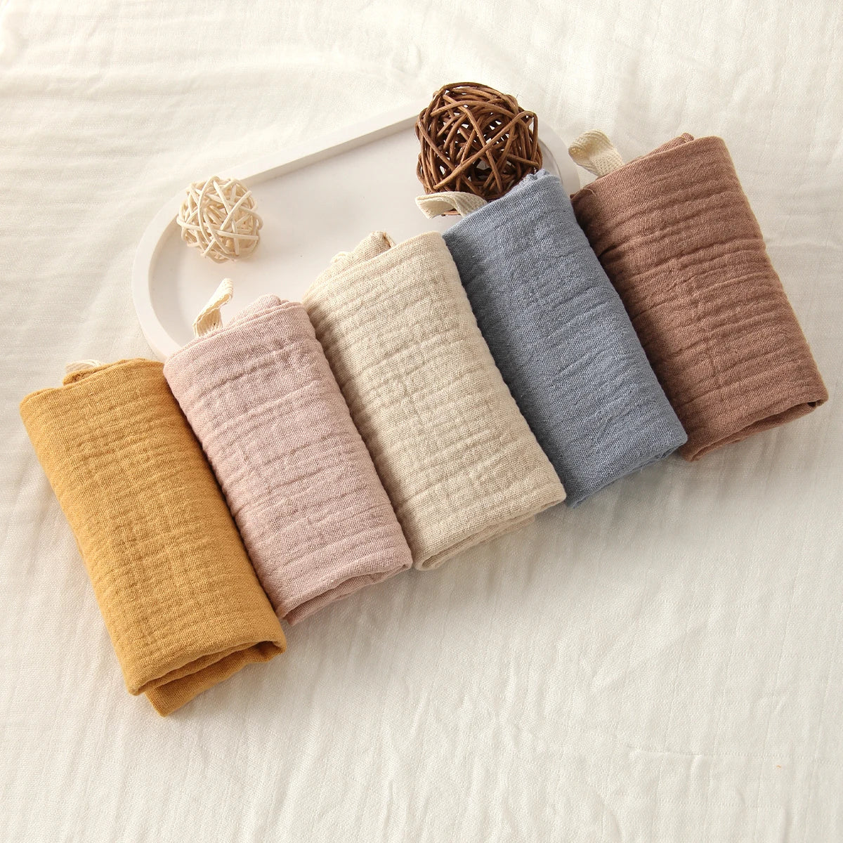 5-Pack Soft Muslin Cotton Baby Washcloths – Gentle & Absorbent Essentials