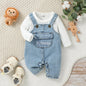 I Love Mama Denim Set – 2-Piece Long Sleeve Top & Overalls Outfit for Babies