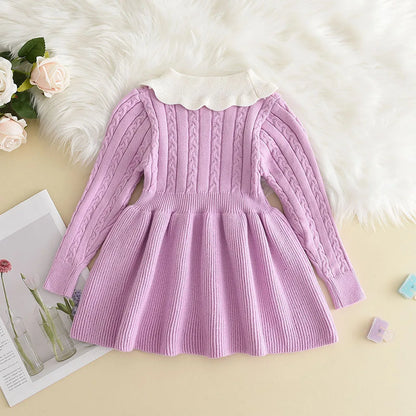Little Grace Knit Sweater Dress – Girls' Ruffle Winter Dress