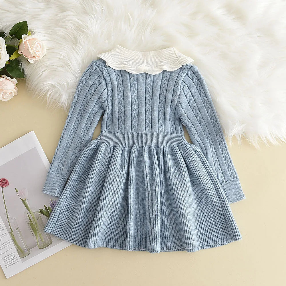 Little Grace Knit Sweater Dress – Girls' Ruffle Winter Dress