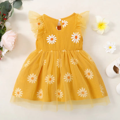 Daisy Days Tulle Dress – Sleeveless Summer Party Dress for Girls