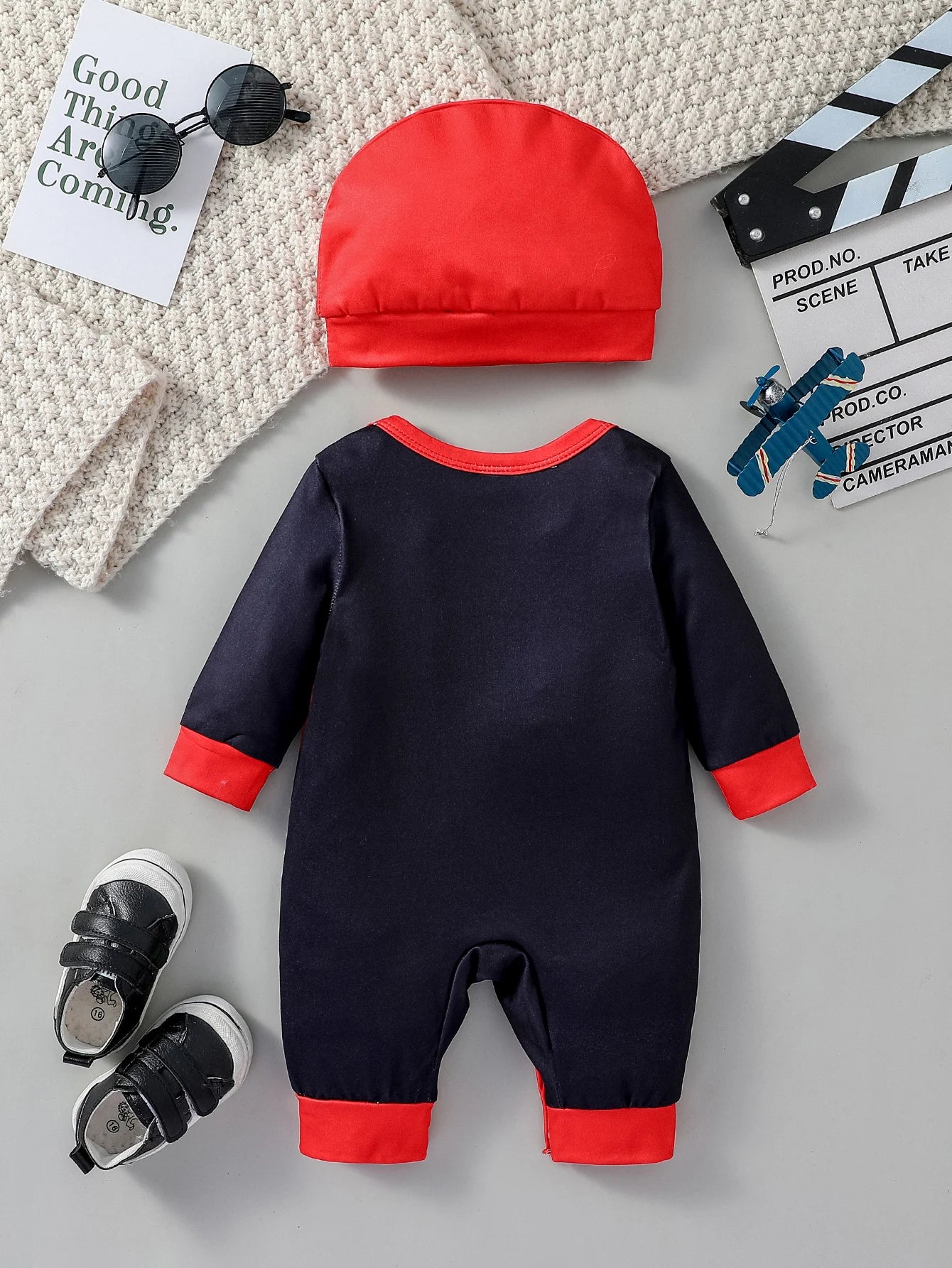 Mini Hero Spider Romper Set – Long Sleeve Newborn Jumpsuit with Hat