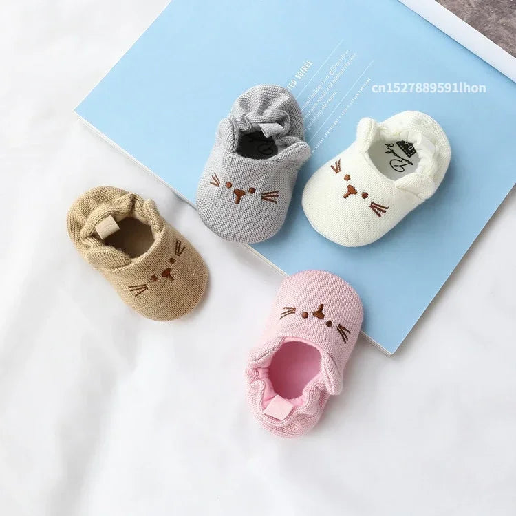 Animal Ear Knit Baby Shoes – Soft, Non-Slip First Walkers
