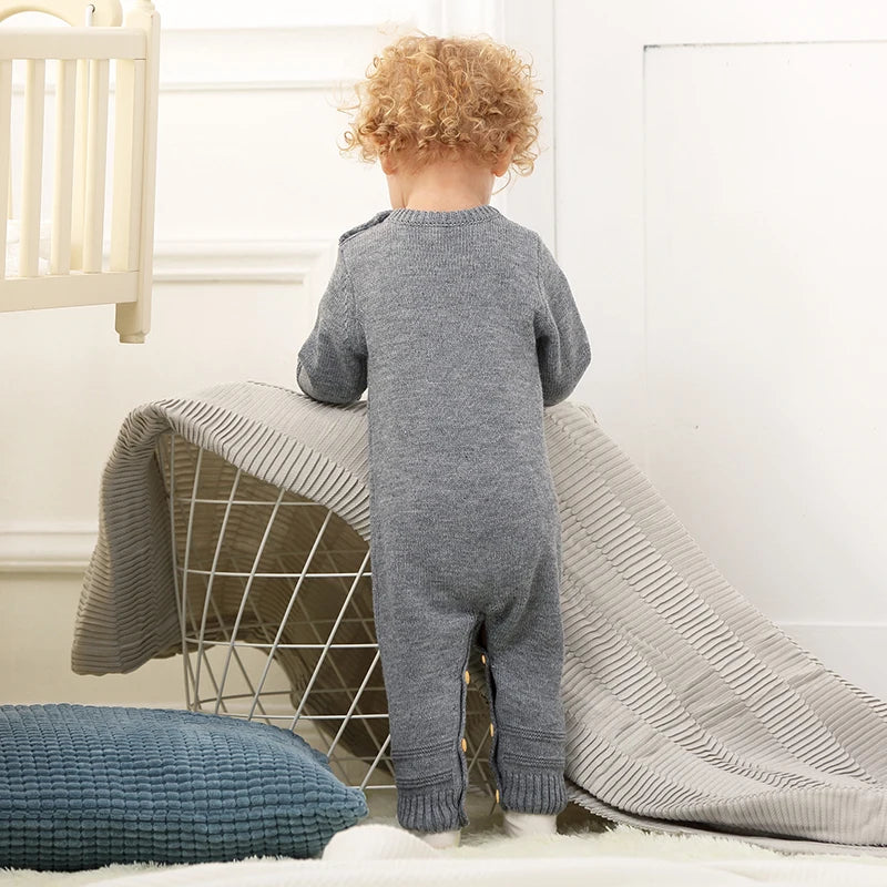 Bunny Snuggles Knit Romper – Soft Unisex Baby Bodysuit