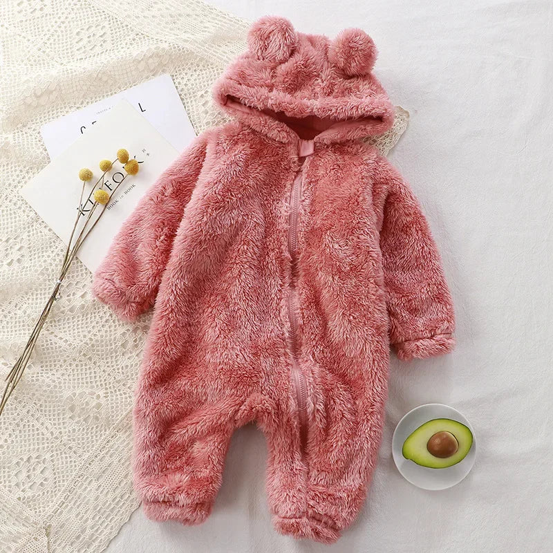 Fleece Baby Romper with Hooded Ears – Soft and Snuggly Baby Bodysuit