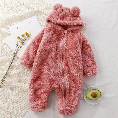 Fleece Baby Romper with Hooded Ears – Soft and Snuggly Baby Bodysuit