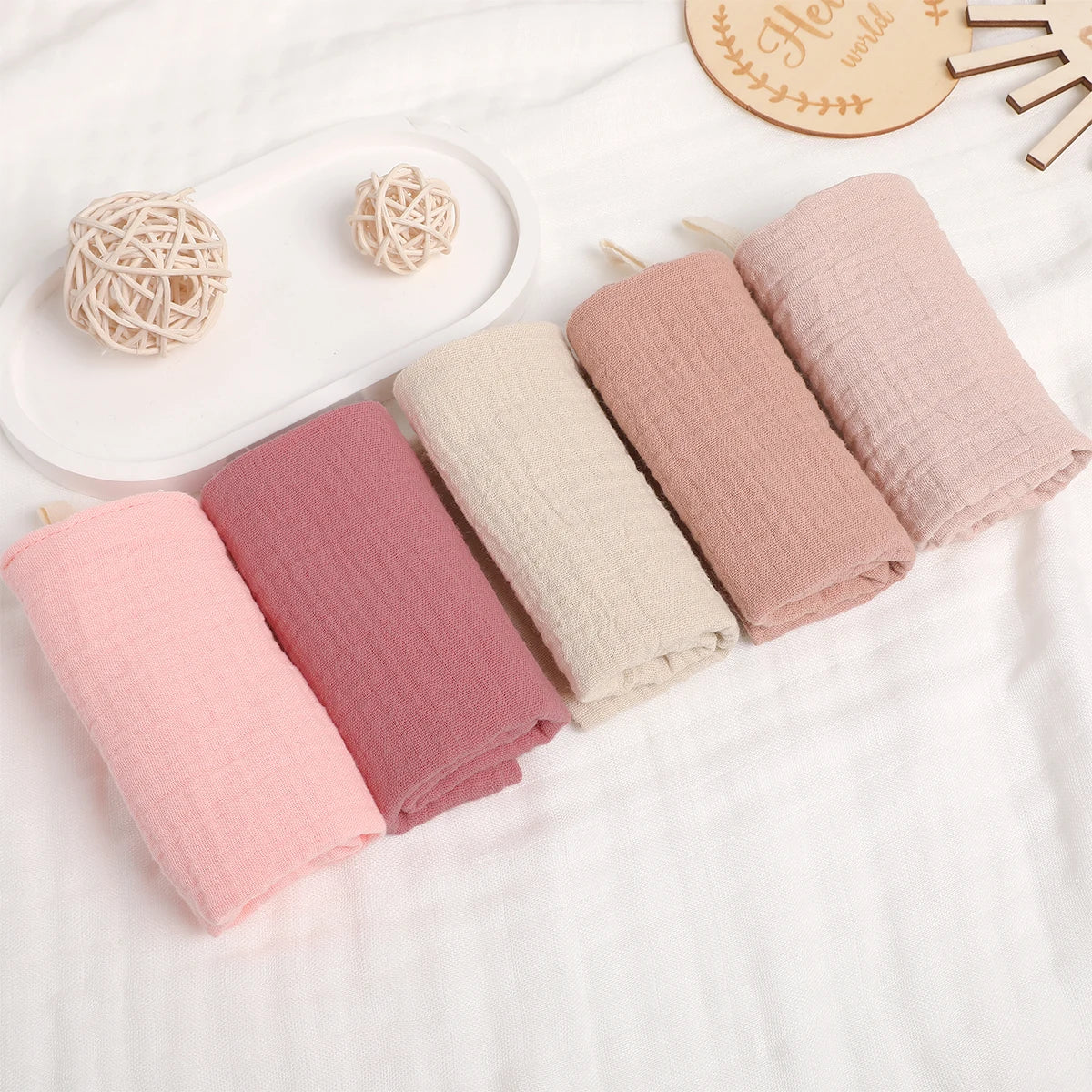 5-Pack Soft Muslin Cotton Baby Washcloths – Gentle & Absorbent Essentials