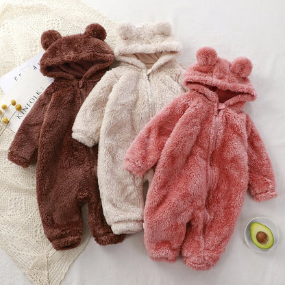 Fleece Baby Romper with Hooded Ears – Soft and Snuggly Baby Bodysuit